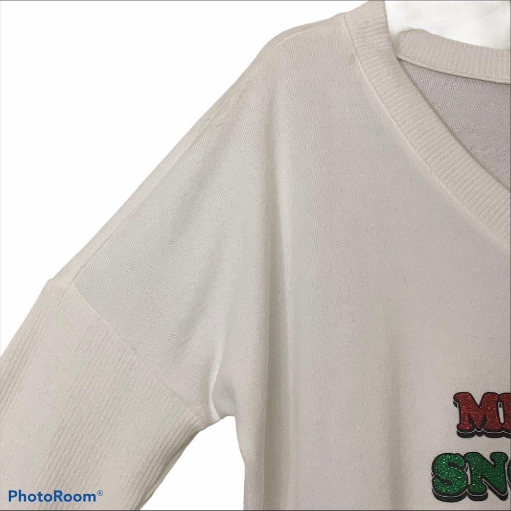 TrueSelf Sweater Holiday Christmas Glitter V-Neck - Picture 5 of 14